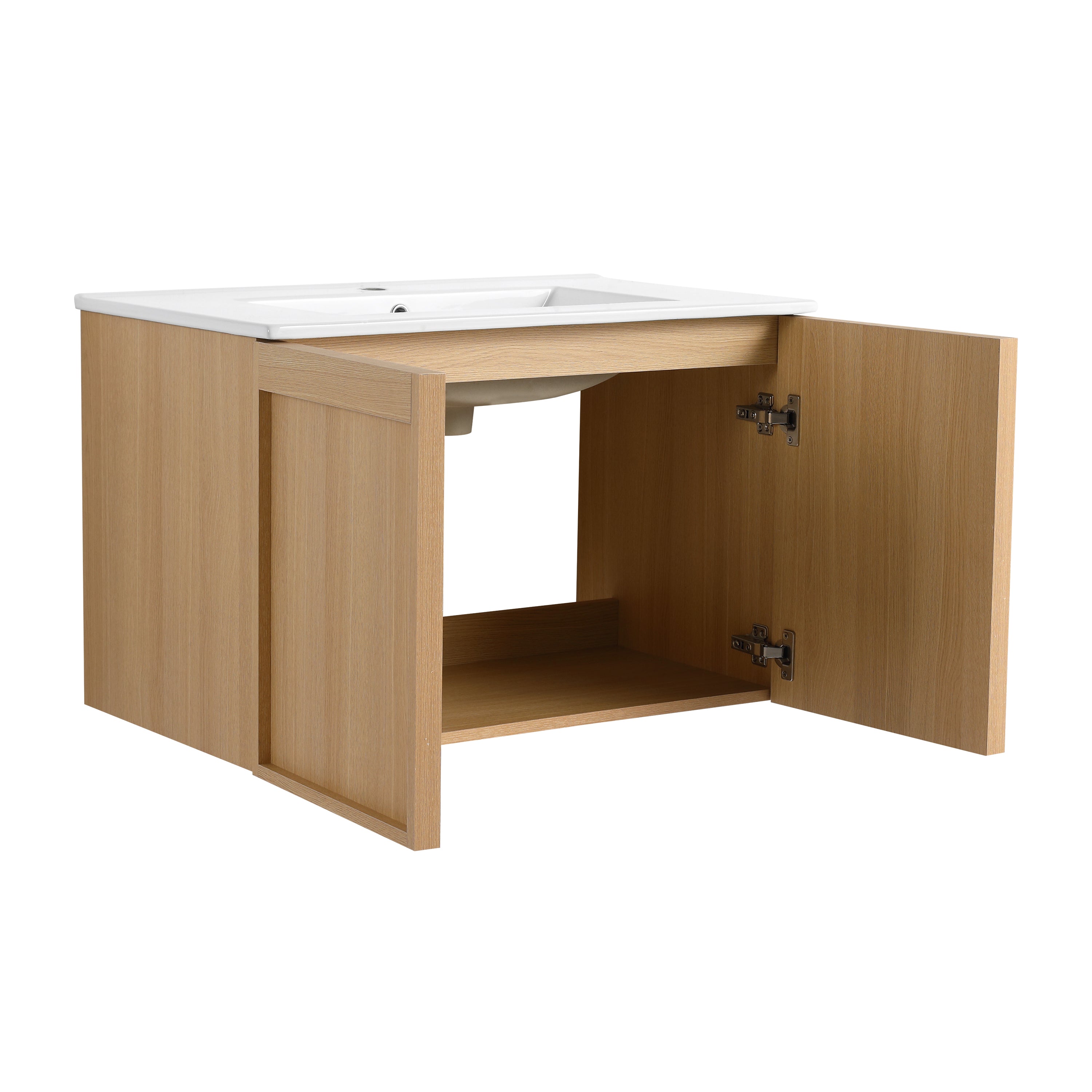 Light Oak Double Door Floating Bathroom Vanity