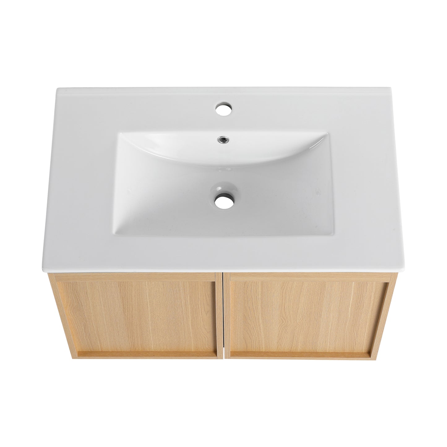 Light Oak Double Door Floating Bathroom Vanity