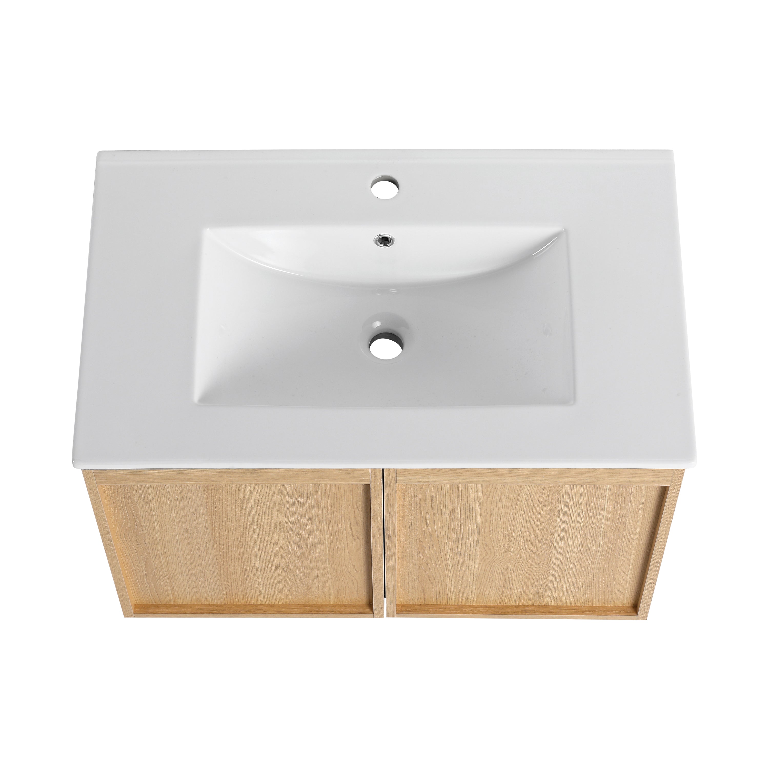 Light Oak Double Door Floating Bathroom Vanity