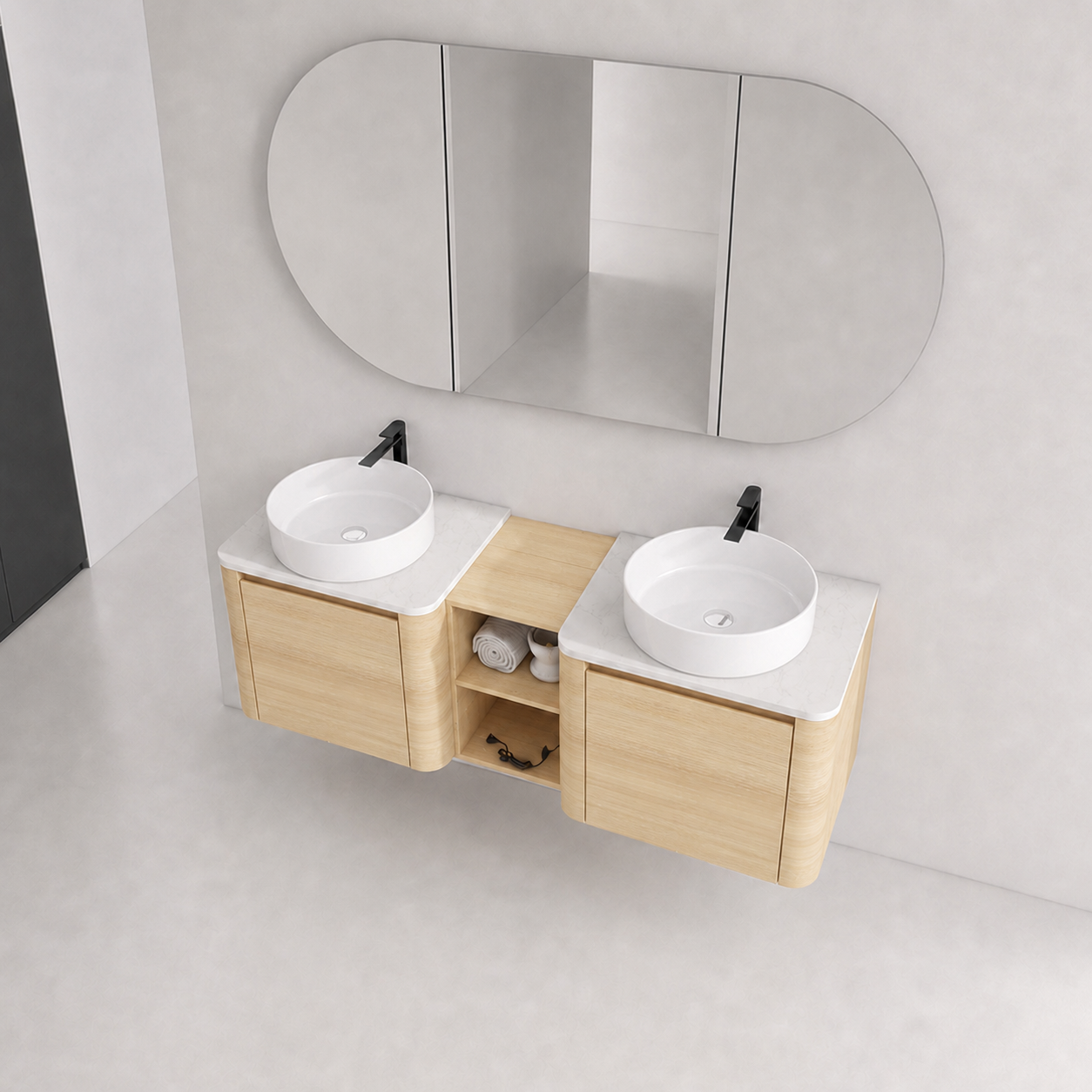 Curvo 24"/36"/48"/60" Floating Vanity with Ceramic Sink (RTA)