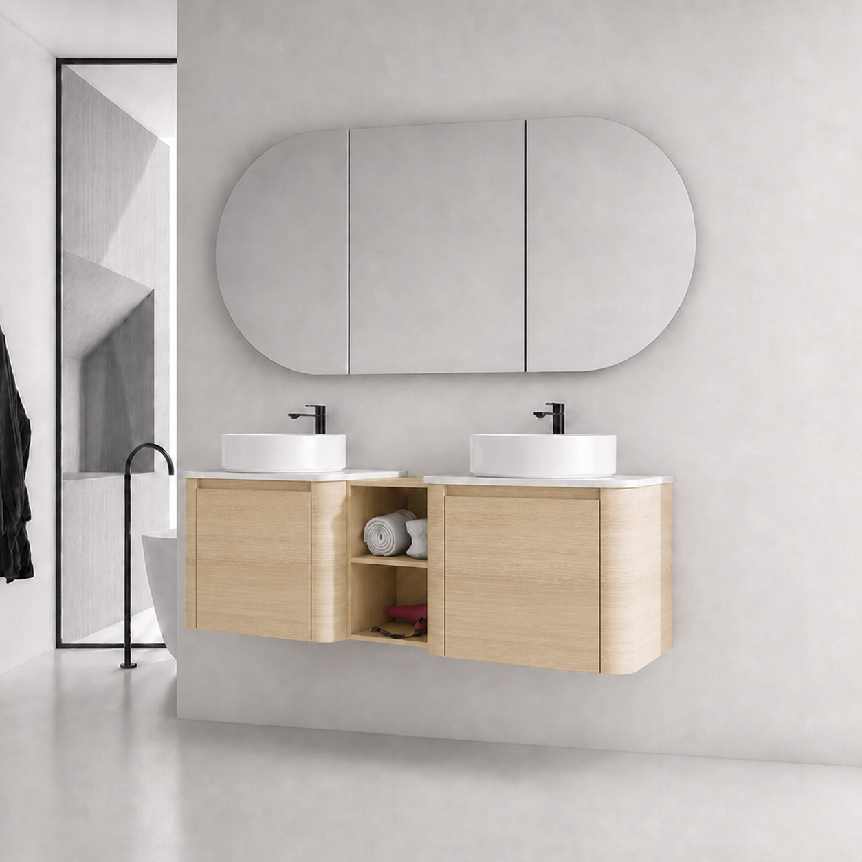 Curvo 24"/36"/48"/60" Floating Vanity with Ceramic Sink (RTA)