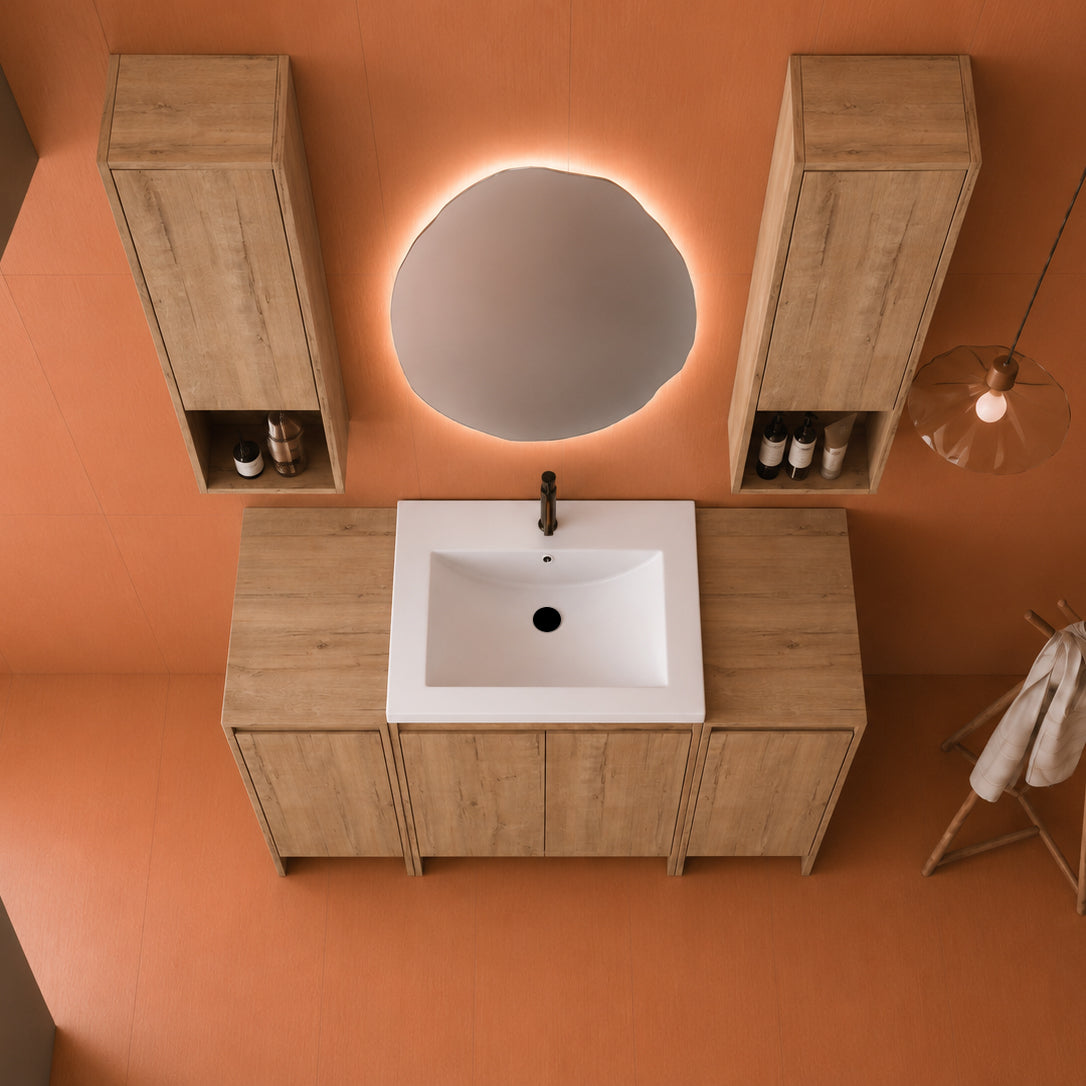 Cube 48" Freestanding Vanity with Resin Sink and Wall Cabinets (RTA)