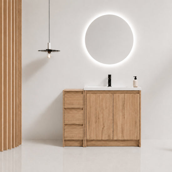 Cube 36" Freestanding Vanity with Resin Sink and Drawer Side Cabinet (RTA)
