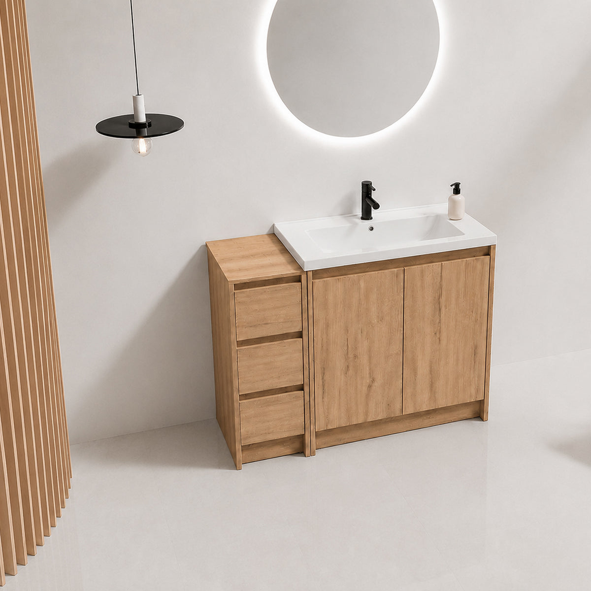 Cube 36" Freestanding Vanity with Resin Sink and Drawer Side Cabinet (RTA)
