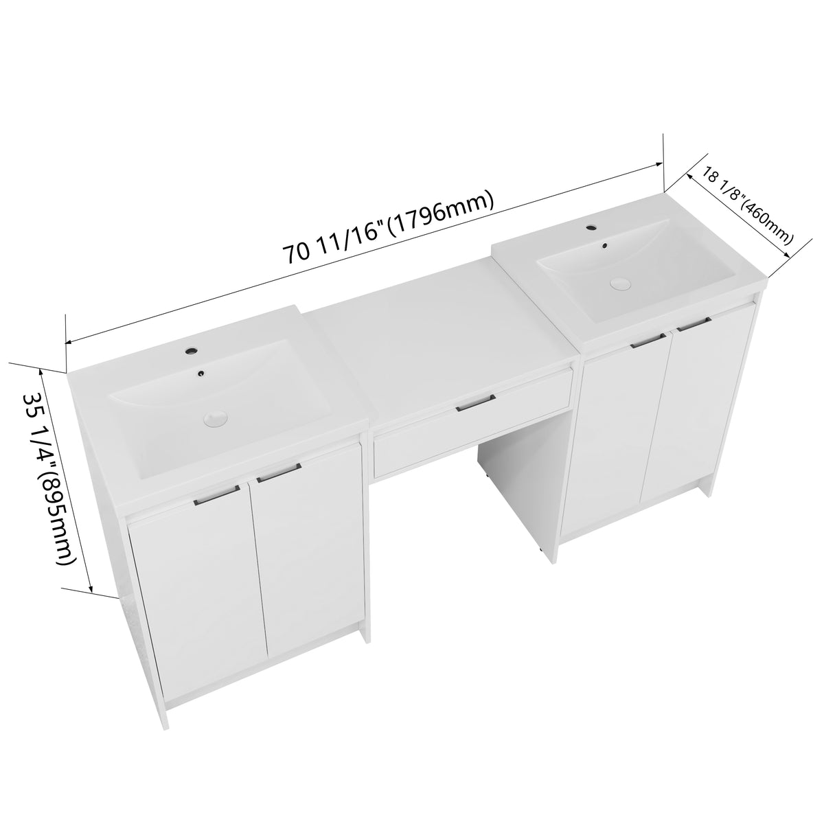 Cube 72" Freestanding Vanity (RTA)