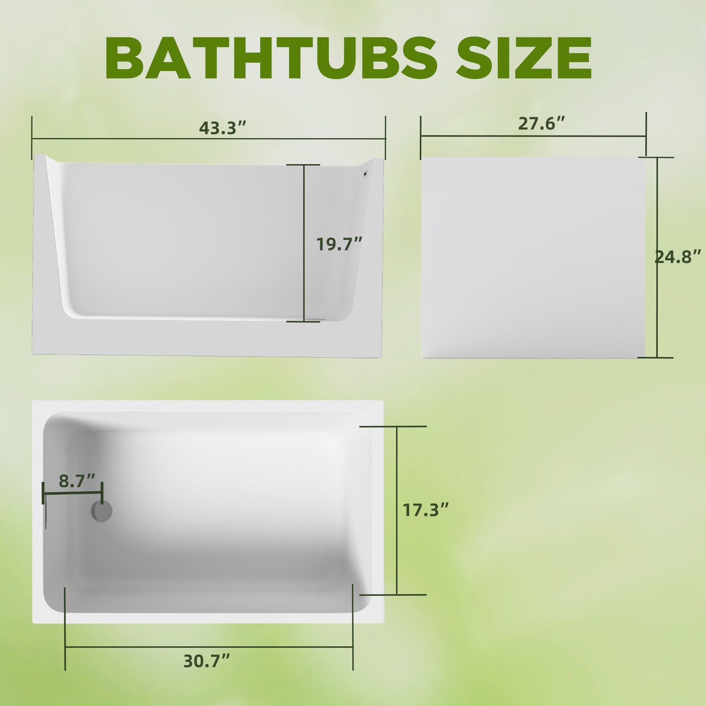 43" Acrylic Freestanding Bathtub