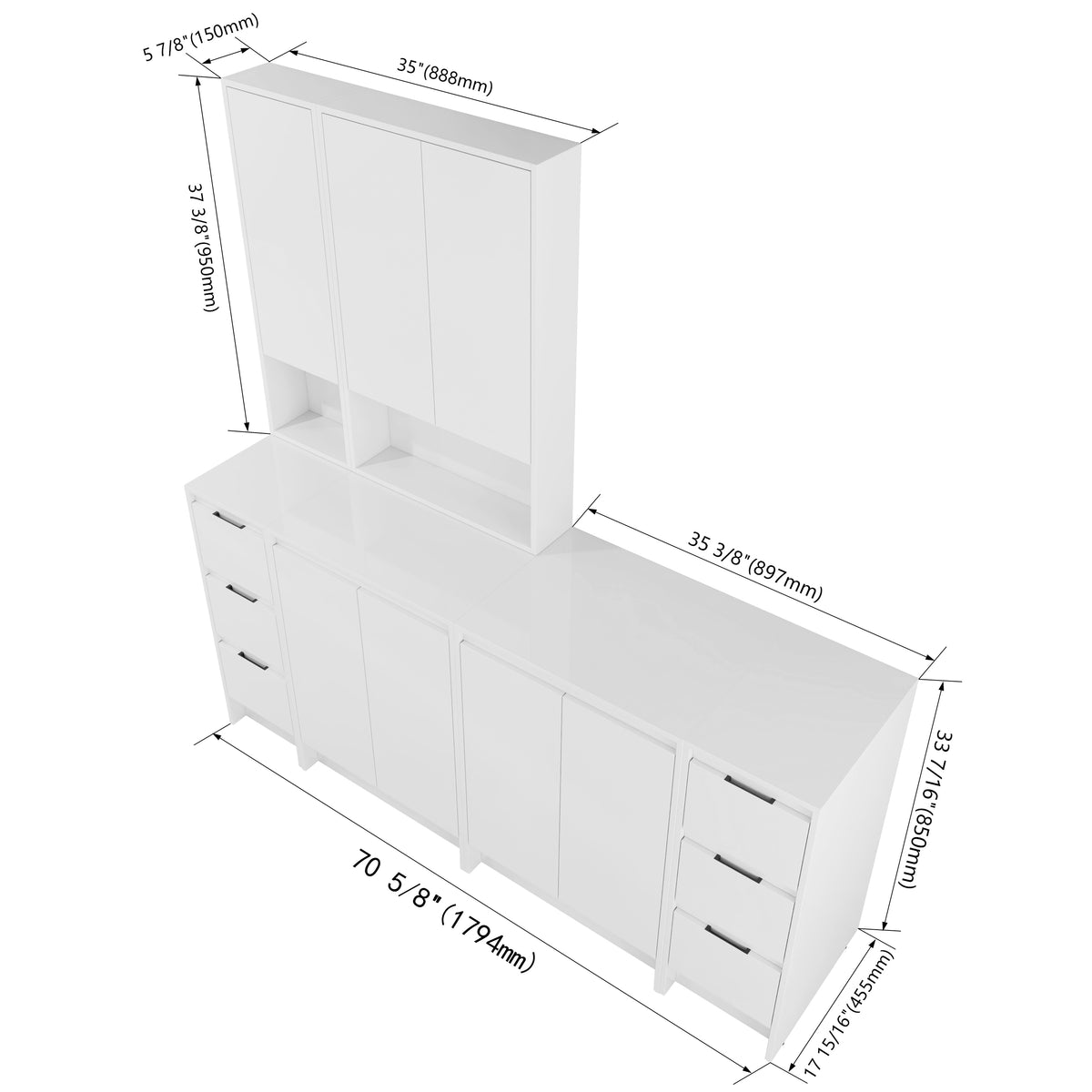 Cube 72" Entryway Storage Cabinets (RTA)