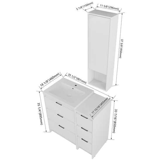 Cube 36" Freestanding Vanity Set (RTA)