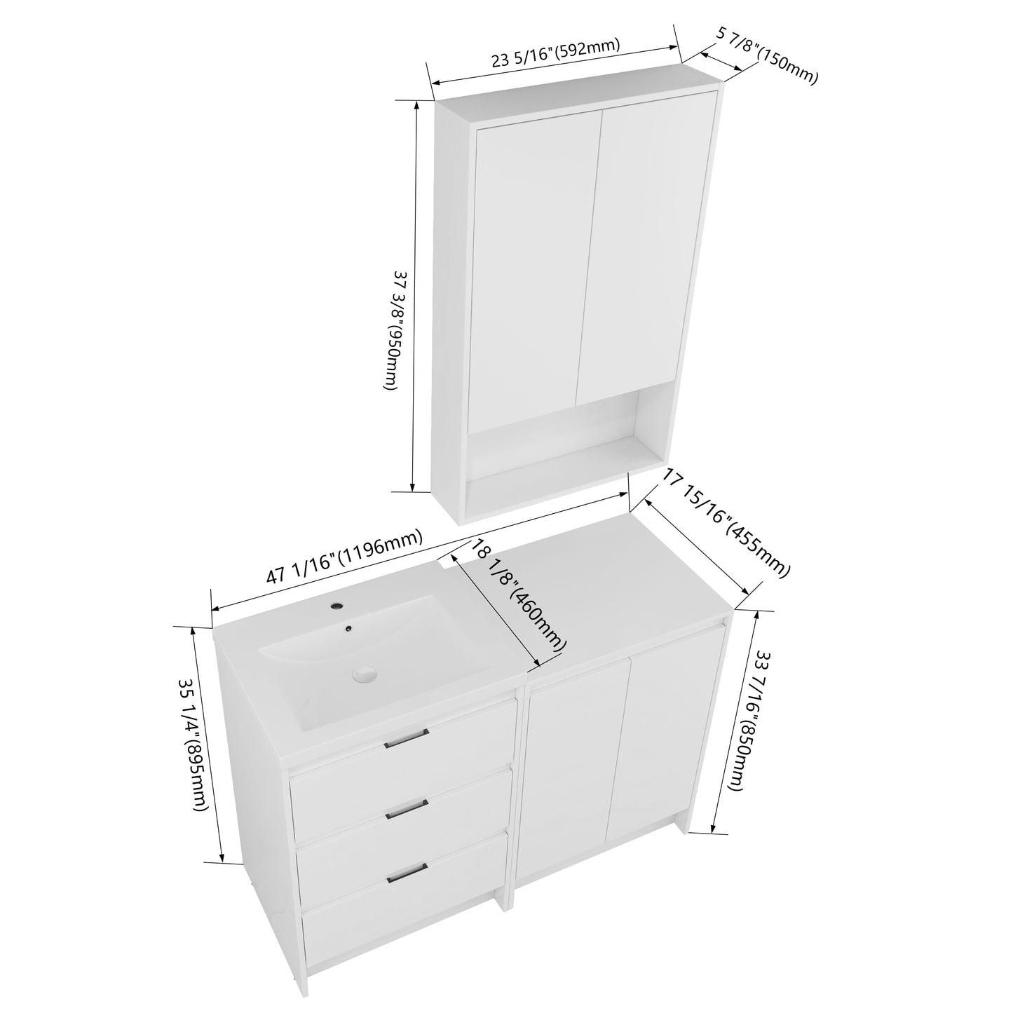 Cube 48" Freestanding Vanity Set (RTA)