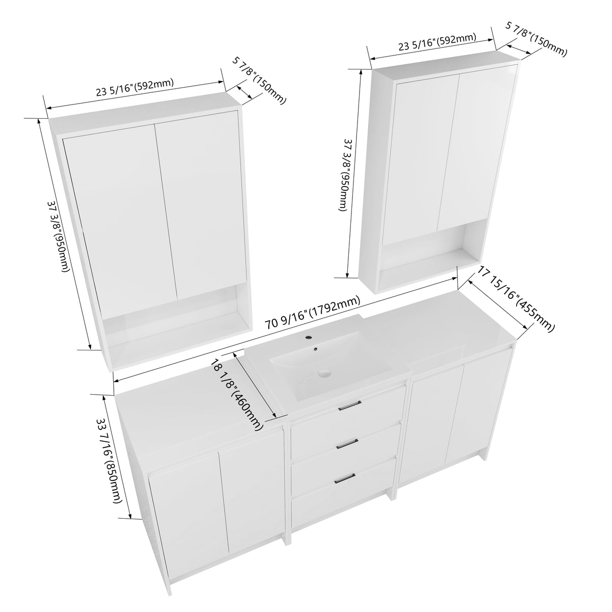Cube 72" Freestanding Vanity (RTA)
