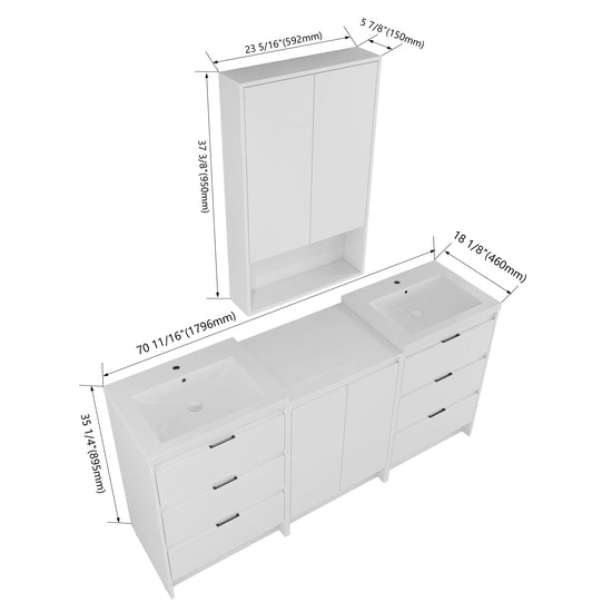 Cube 72" Freestanding Vanity (RTA)
