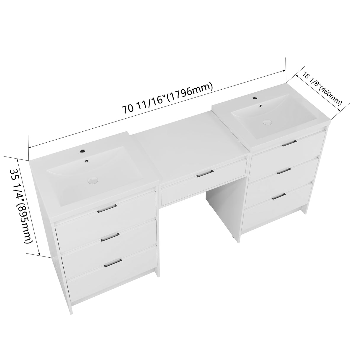 Cube 72" Freestanding Vanity (RTA)