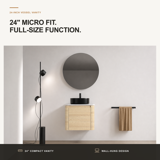 Curvo 24"/36"/48"/60" Floating Vanity with Ceramic Sink (RTA)