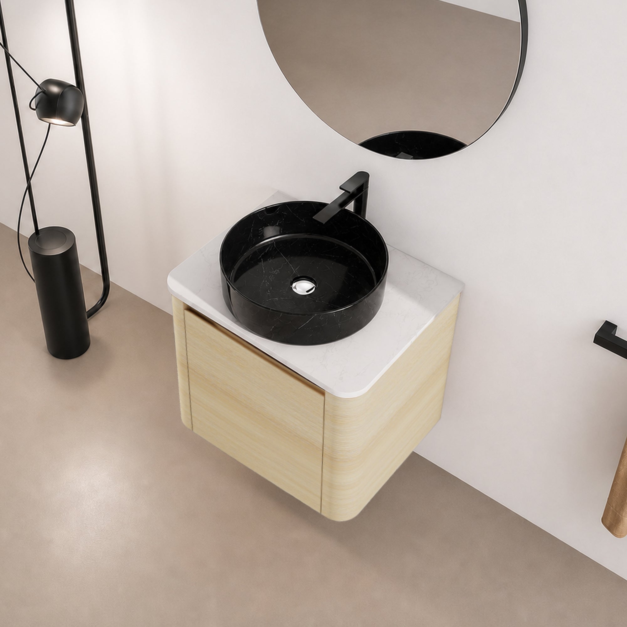 Curvo 24"/36"/48"/60" Floating Vanity with Ceramic Sink (RTA)