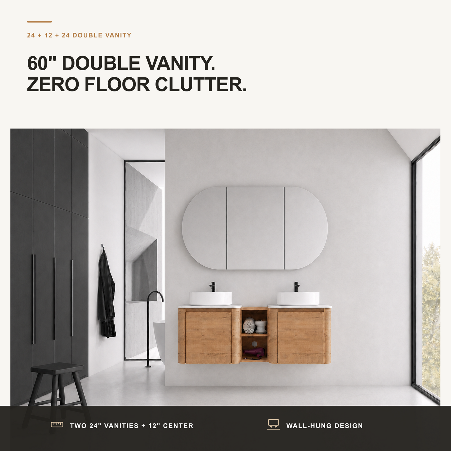 Curvo 24"/36"/48"/60" Floating Vanity (RTA)