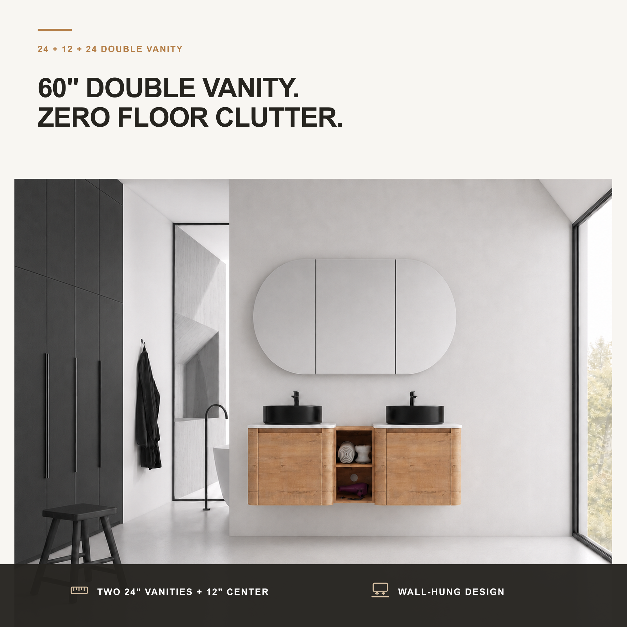 Curvo 24"/36"/48"/60" Floating Vanity (RTA)