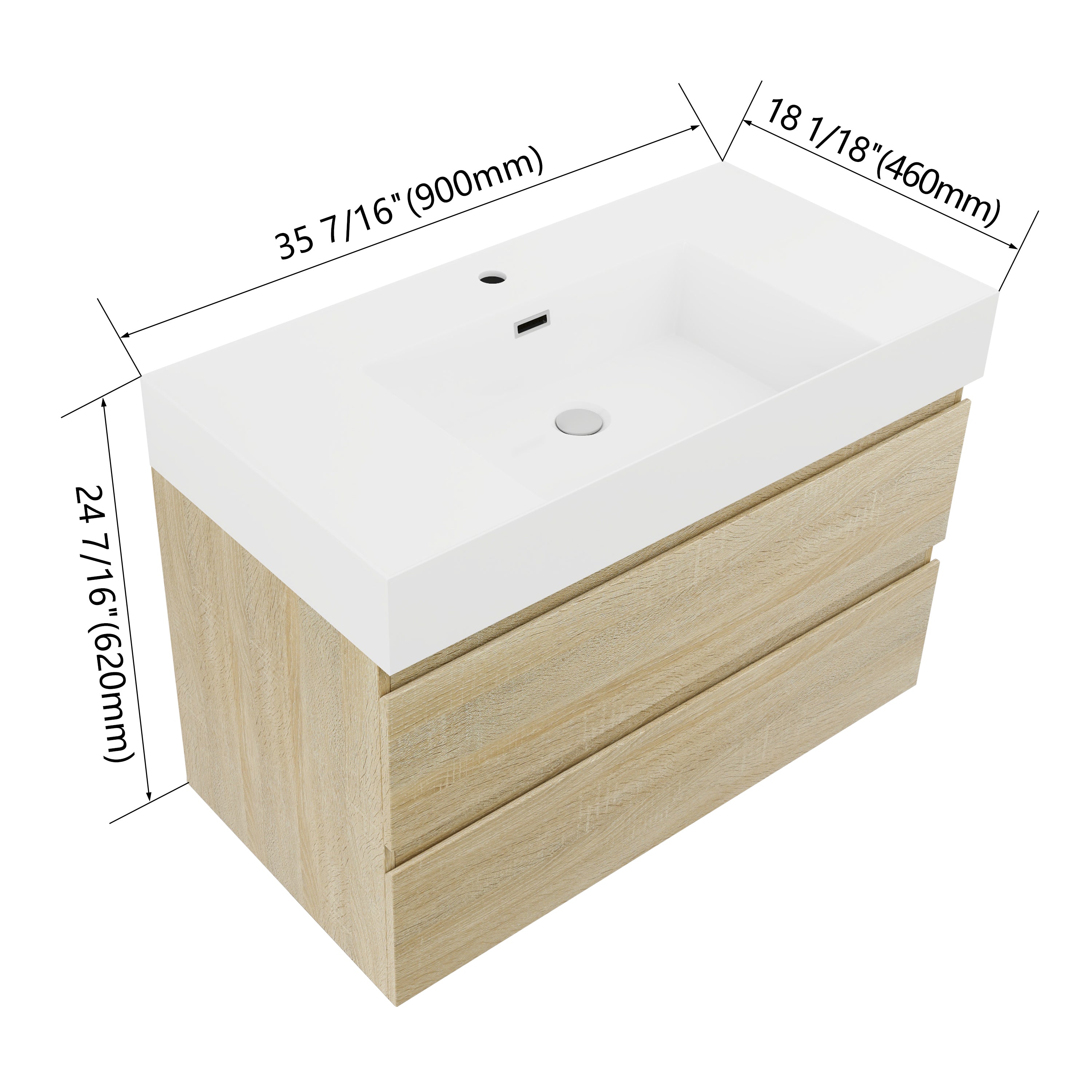 Thick 24"/30"/36" Floating Vanity (RTA)