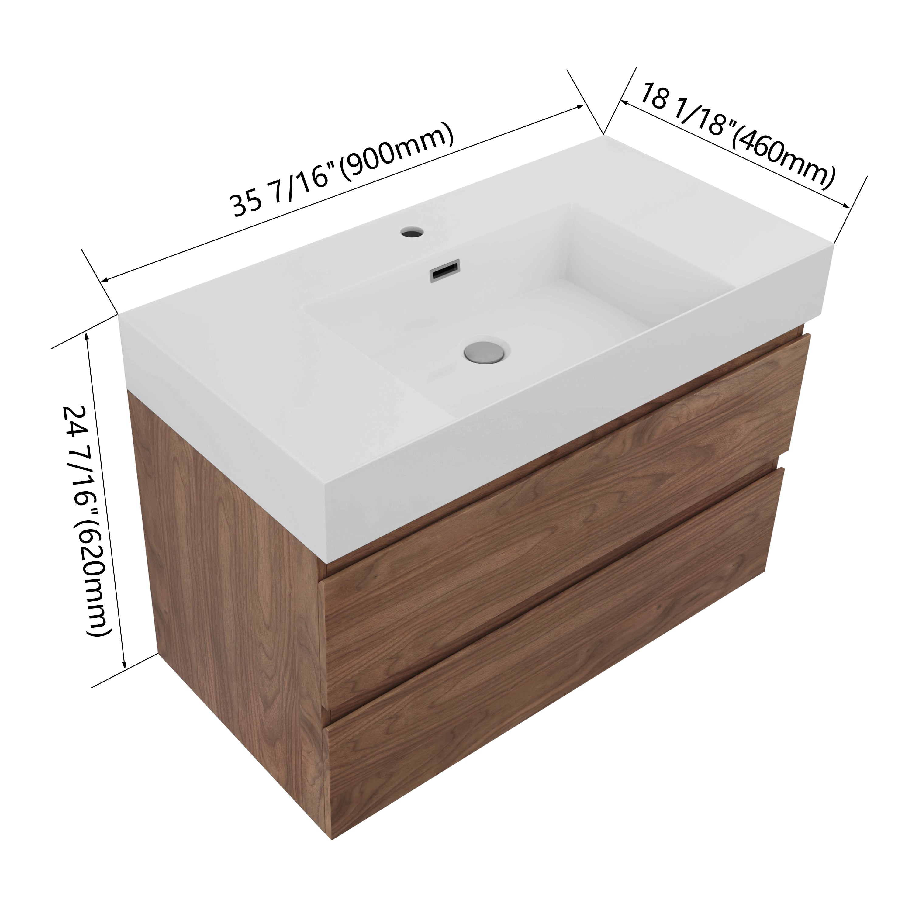 Thick 24"/30"/36" Floating Vanity (RTA)
