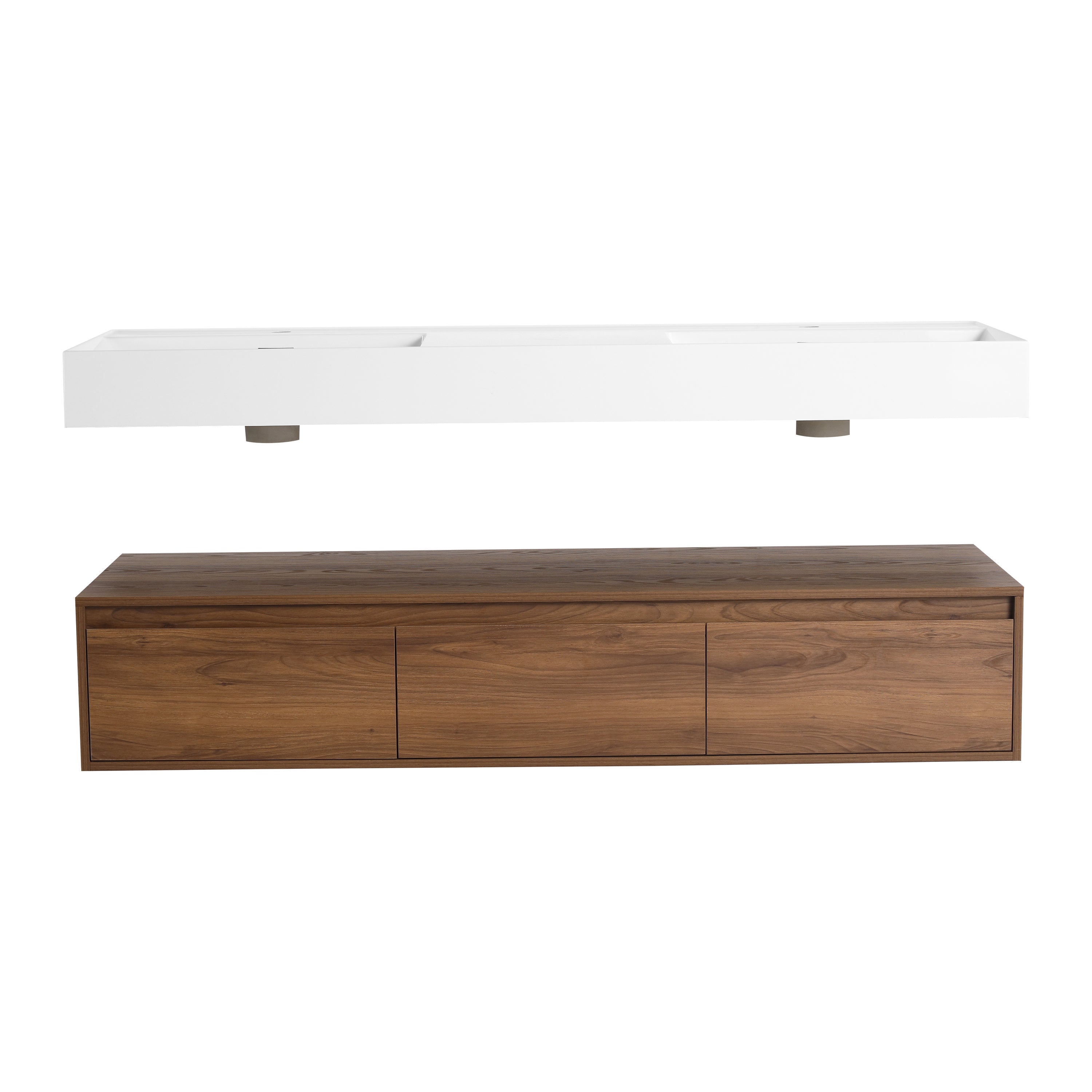 Suspend 60" Wall-Hung Vanity System — Mix & Match Basin & Side Cabinets, 7 Configurations (RTA)