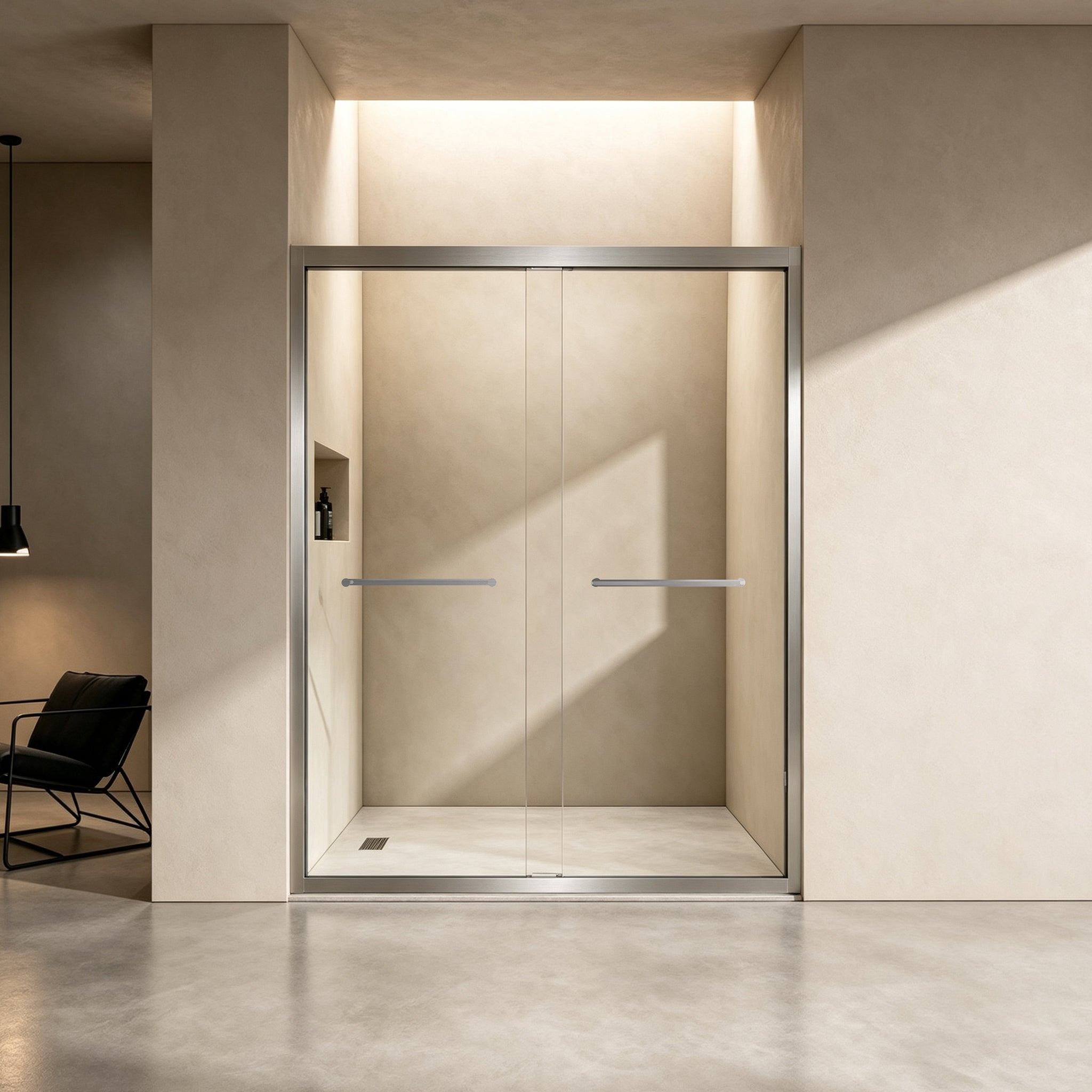 50-54" × 72" Double Sliding Shower Door, Brushed Nickel