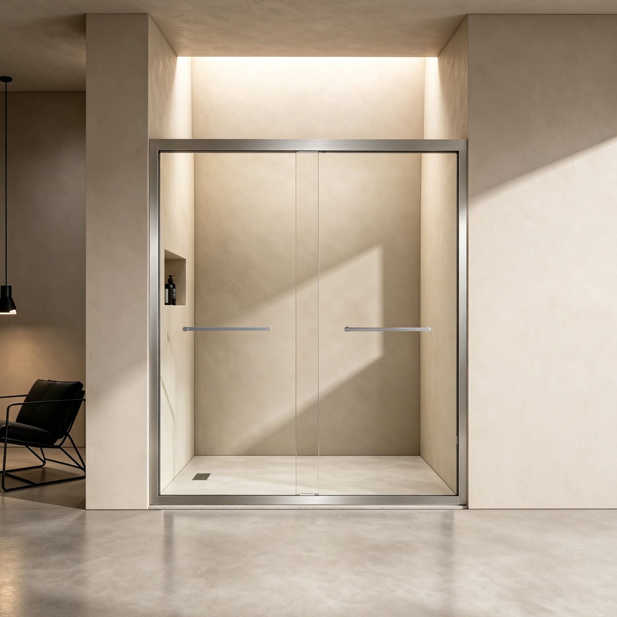 56-60" × 72" Double Sliding Shower Door, Brushed Nickel