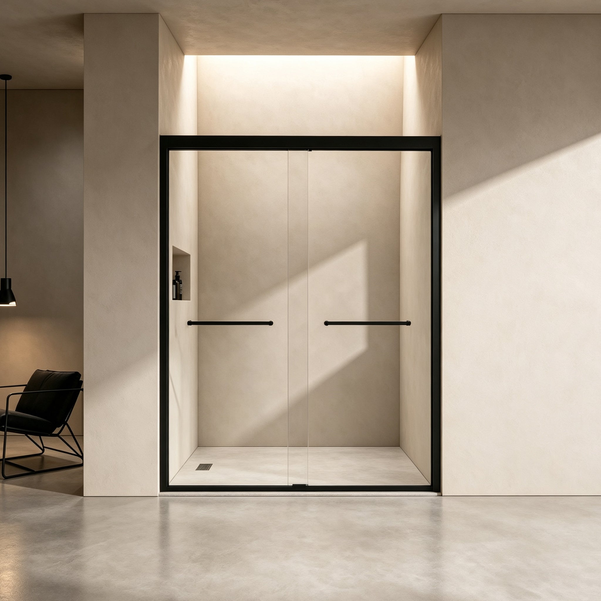 50-54" × 72" Double Sliding Shower Door, Matte Black