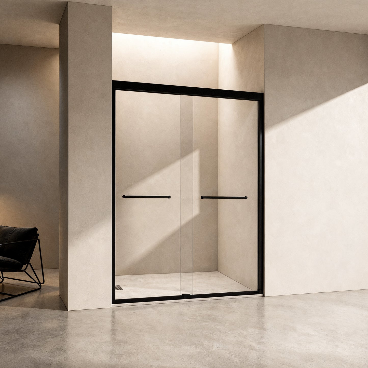 50-54" × 72" Double Sliding Shower Door, Matte Black