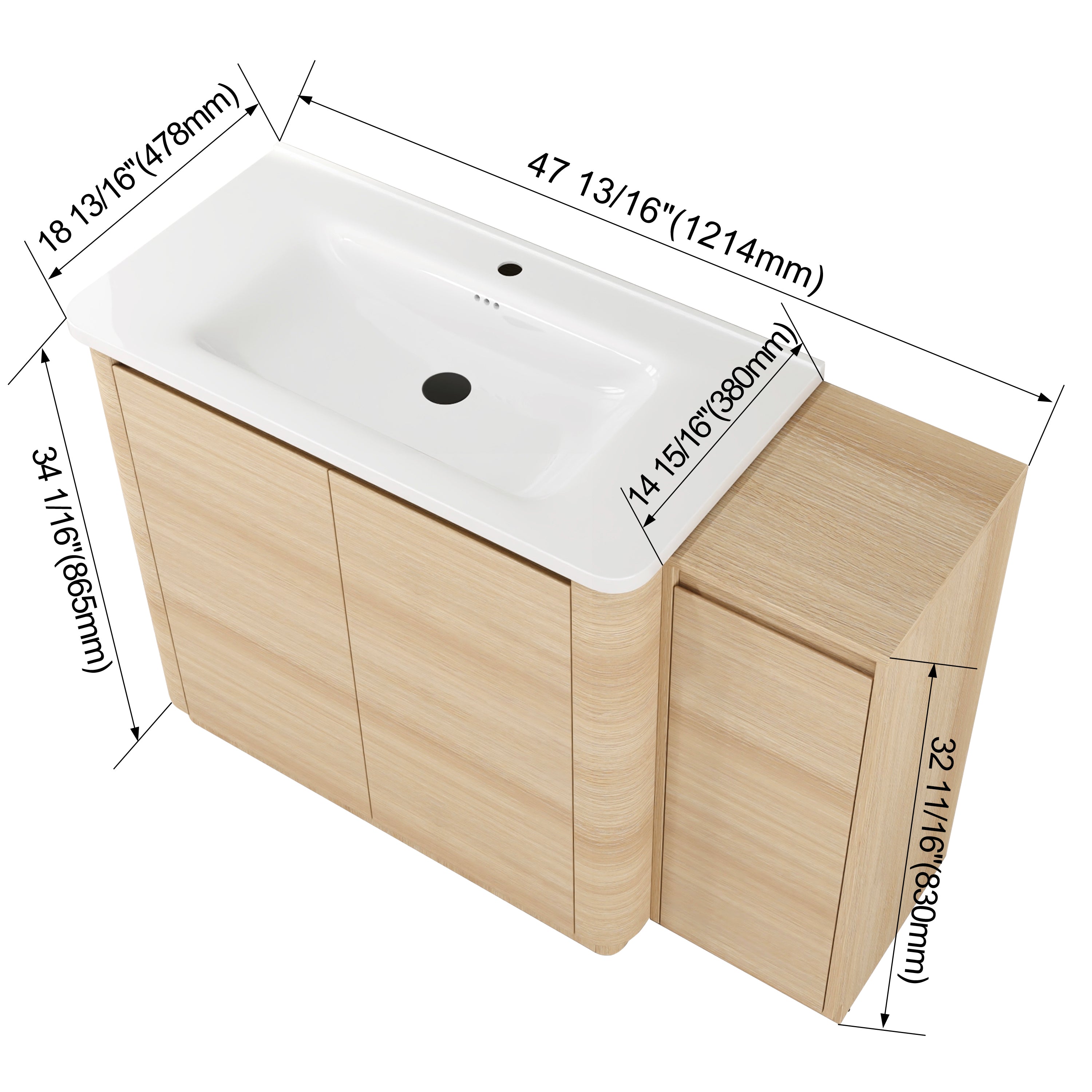 Pebble 48" Freestanding Vanity (RTA)