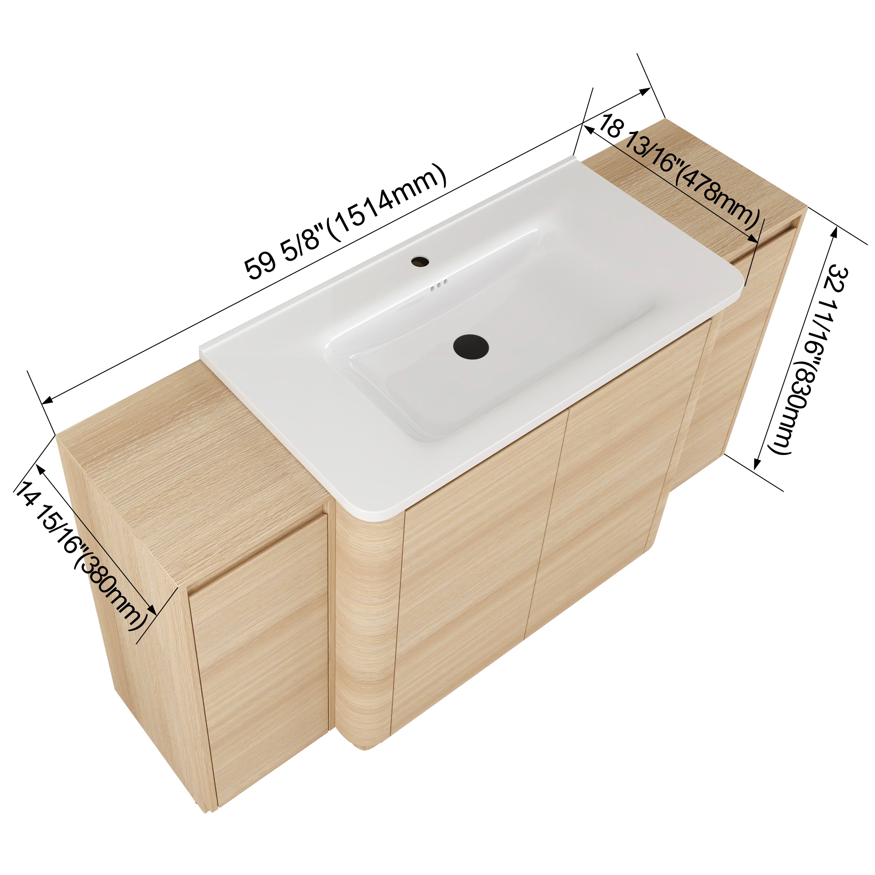 Pebble 60" Freestanding Vanity (RTA)