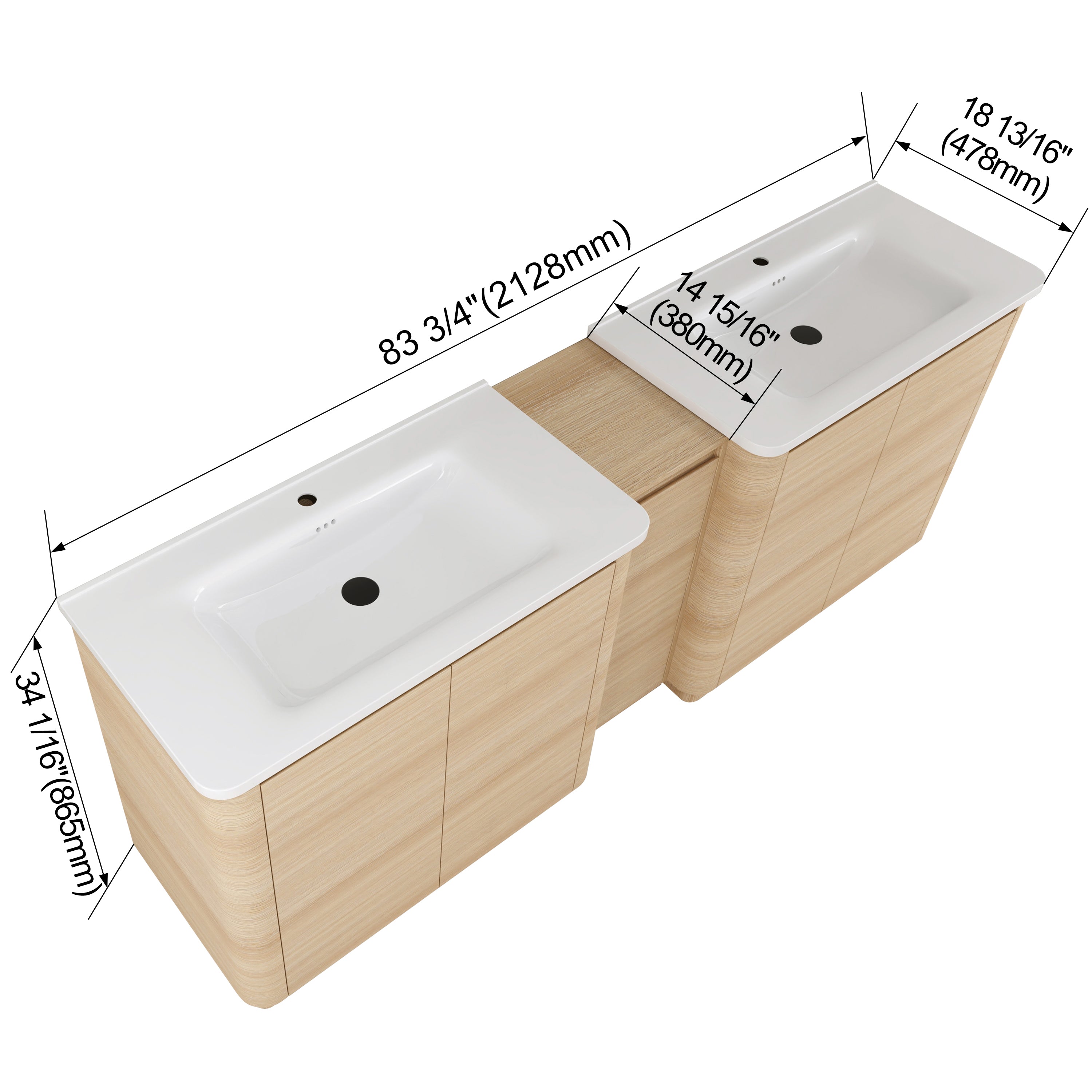 Pebble 84" Freestanding Vanity (RTA)