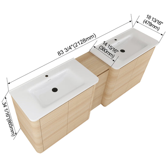 Pebble 84" Freestanding Vanity (RTA)