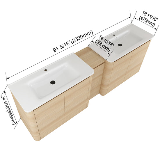 Pebble 92" Freestanding Vanity (RTA)